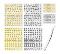 Lot De 6 Autocollants Alphanumériques, 1 Pince À Épiler, Autocollants Alphanumériques Pour Scrapbooking, Autocollants Numériques Décoratifs