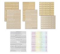 Lot de 6 autocollants alphanumériques, 2 autocollants avec lettres, autocollants avec lettres majuscules et minuscules, autocollants avec lettres en métal, autocollants avec chiffres artisanaux