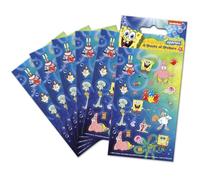 Lot de 6 autocollants Bob l'éponge pour fête - Bleu - Produit sous licence officielle - Réutilisable sur des surfaces non poreuses - Parfait comme sac de fête ou cadeau de Noël - À partir de 3 ans -