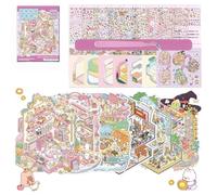 Lot de 6 autocollants de grande taille à faire soi-même Scène Livre pour enfants et adultes 3D Stickers Scène DIY 3D Maison Autocollant Livre Miniature Scène Autocollant Thérapie pour Adultes