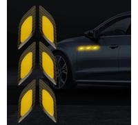 Lot de 6 autocollants de sécurité réfléchissants pour voitures et motos - Décalques de porte anti-collision en résine - Accessoires extérieurs (jaune)