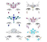 Lot de 6 autocollants en cristal acrylique pour tatouage de visage - Pour fête, carnaval, fête