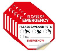 Lot de 6 autocollants en vinyle avec numéro d'urgence « In Case of Emergency Please Save Our Pets » - 7,6 x 7,6 cm - Protection UV - Fabriqué aux États-Unis Sigo Signs
