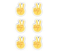 Lot de 6 autocollants en vinyle pour voiture et ordinateur portable Motif émoji victoire main paix 50 mm