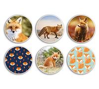 Lot de 6 autocollants en vinyle Renard 10 cm - Vixen Animal Renards sauvages Dessin animé Nature Filles Garçons Scrapbooking Cadeau #79001