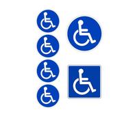 Lot de 6 Autocollants Handicap - Signalétique Accessibilité PMR - 2 Stickers 10 cm + 4 Stickers 6 cm - Fauteuil Roulant - Intérieur et Extérieur