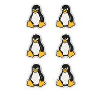 Lot de 6 autocollants laminés de 50 mm - Pingouin Linux Tux Nerd pour ordinateur portable