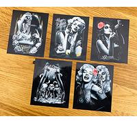 Lot de 6 autocollants PIN UP Black & White - Tatouage Marilyn Monroe Auto Se51