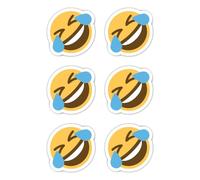 Lot de 6 autocollants plastifiés 50 mm - Emoji souriant avec larmes de joie