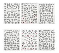 Lot de 6 autocollants pour nail art de Noël ¿ Motifs de crèche et de flocons de neige pour décoration d'ongles DIY ¿ Autocollants en PVC écologiques