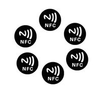 Lot de 6 autocollants ronds anti-métal NFC213 pour téléphones compatibles NFC, 6 x 215 cartes, cartes réinscriptibles, cartes à puce, clé avec étiquettes de contrôle d'accès IC