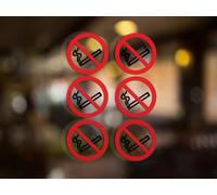 Lot de 6 autocollants ronds en vinyle transparent interdits de fumer pour voiture, taxi et transport