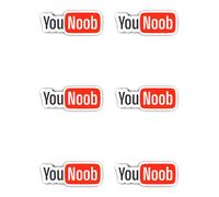 Lot de 6 autocollants YouNoob Gamer de 50 mm pour console, ordinateur portable, PC et manette