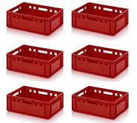 Lot de 6 bacs à viande E2 Rouge 60 x 40 x 20 cm avec mètre pliant