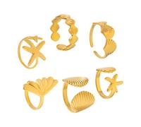 Lot de 6 bagues empilables sur le thème de la plage marine, tailles réglables, bijoux inspirés de la côte, accessoires de vacances, assortiment assorti sur le thème des vacances, taille unique, Comme