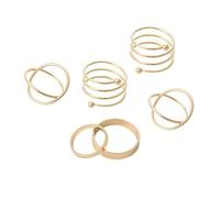 Lot de 6 bagues punk minimalistes en métal lisse doré/noir géométrique pour femmes et filles Bijoux de fête Bijoux Femme Professionnel