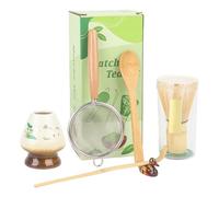 Lot de 6 balais à matcha avec cuillère et passoire - Kit de matcha pour cérémonie du thé japonaise - Accessoires pour matcha (blanc/marron)