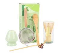 Lot de 6 balais à matcha avec cuillère et passoire - Kit de matcha pour cérémonie du thé japonaise - Accessoires pour matcha (vert)