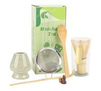 Lot de 6 balais à matcha avec cuillère, passoire, cuillère à matcha et support en céramique - Kit complet pour la préparation de thé matcha (vert matcha)