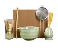 Lot de 6 balais à thé matcha, avec whisky à matcha, broom, bol à matcha, bol à matcha avec spout, support pour balai à matcha, cuillère en bambou, kit de démarrage parfait pour matcha