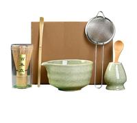 Lot de 6 balais à thé matcha avec whisky matcha, broom, bol à matcha, bol à matcha avec spout, support pour balai à matcha, cuillère en bambou, kit de démarrage parfait pour matcha