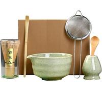 Lot de 6 balais à thé matcha avec whisky matcha, broom, bol à matcha, bol à matcha avec spout, support pour balai à matcha, cuillère en bambou, kit de démarrage parfait pour matcha