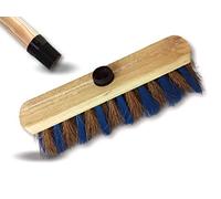Lot de 6 balais de ménage en Fibres de Coco zèbré | Garnissage Coco renforcé PPN Bleu ou Rouge | Longueur 29 cm | Semelle Bois | Douille à vis | Manche Bois avec accroche 1,25 m | Kibros 2052MBx6