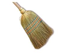 Lot de 6 balais paille de riz traditionnels | 5 fils manché largeur 35 cm | Manche bois 150 cm | Balai pour ménage extérieur, cave ou garage | Kibros 2840x6