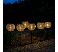 Lumisky Lot de 6 balises solaires style oriental à planter LED blanc chaud AGADIR H45cm