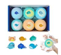 Lot de 6 balles de bain gazeuse - Nettoyant pour le corps à tremper - Bain moussant avec figurines d'animaux - Pour spa, hôtel, voyage, maison, , pour et filles