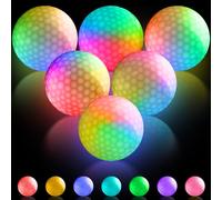 Lot de 6 balles de golf lumineuses à LED avec 7 couleurs - Balles de golf lumineuses - Balles de golf lumineuses pour la nuit et les tirs de longue distance