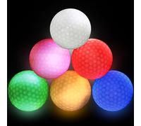 Lot de 6 balles de golf lumineuses à LED - Balles d'entraînement de golf lumineuses - Pour l'entraînement de nuit et les tirs de longue distance (rouge, jaune, vert, bleu, blanc, rose)