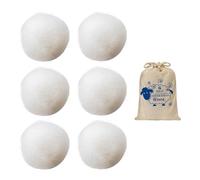 Lot de 6 balles de séchage en laine, 1 sac en coton, balles de séchage écologiques, utilisation durable, balles de séchage, balles de feutre, vêtements moelleux et doux, passe au sèche-linge (blanc)