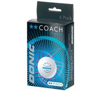 Lot de 6 balles de tennis de table Donic Coach P40+** (40 mm) Blanc TU