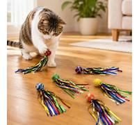 Lot de 6 balles rebondissantes colorées en forme de comète et d'étoile, jouet interactif pour animal domestique