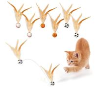 Lot de 6 balles rebondissantes pour chat avec plumes, pour intérieur et chat, mini ballon de football, basket-ball et baseball, jouet interactif rebondissant pour animal de compagnie