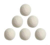 Lot de 6 balles réutilisables en laine de mouton pour sèche-linge - 6 cm de diamètre - Boules de lavage en laine de mouton naturelle pour réduire l'électricité statique, le séchage et la répétition