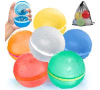 Lot de 6 ballons à eau magnétiques réutilisables avec sac en maille, ballons à eau rechargeables pour enfants et adultes, jeux d'eau en silicone pour piscine, bombes à eau réutilisables pour fêtes