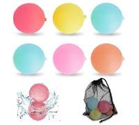 Lot de 6 ballons à eau réutilisables en silicone réutilisables pour guerres de plage, piscine et fêtes de jardin (6,5 cm)