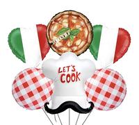 Lot de 6 ballons à pizza italiens réalistes et motif cœur en forme de cœur pour dîner italien, soirée pizza, fête prénatale, soirée de réunion de famille