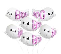 Lot de 6 ballons blancs mignons en aluminium en forme de fantôme effrayant pour Halloween, anniversaire, fête prénatale, tour ou friandises, maison hantée