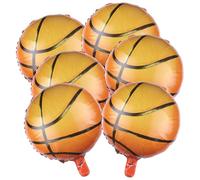 Lot de 6 ballons de basket-ball de 45,7 cm, ballons en aluminium à motif de basket-ball, fournitures de fête, fête prénatale, révélation du sexe, décoration sur le thème du sport, décorations de jour