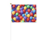Lot de 6 ballons de dessin animé et 10 drapeaux portatifs, bannières sur bâton, petits drapeaux pour défilés, fêtes, bars, anniversaires