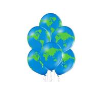 Lot de 6 ballons de fête motif globe terrestre bleu vert 30cm