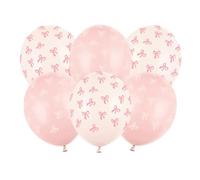 Lot de 6 ballons de fête roses de qualité supérieure avec nœuds décoratifs | Décorations élégantes d'anniversaire ou de célébration pour filles et femmes