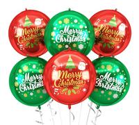 Lot de 6 ballons de Noël ronds en aluminium avec imprimé « Merry Christmas » - 55,9 cm - Pour décorations de fête de Noël - Rouge/vert