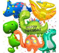 Lot de 6 Ballons Dinosaure en Aluminium, Dinosaure Ballons Hélium 3D pour Fête d'Anniversaire - Décoration Enfant Thème Dino et Jungle