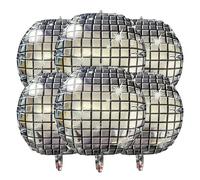 Lot de 6 ballons disco ronds 4D - Grands ballons disco argentés de 55 cm - Pour le Nouvel An, le Nouvel An, le bal de fin d'année, mariage, anniversaire, Nouvel An, fête