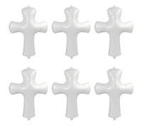 Lot de 6 ballons en forme de croix blanche - Décoration de baptême - Fournitures de Pâques - Pour anniversaire, première communion, baptême, confirmation, funéraille, commémoration, mariage