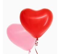 Lot de 6 ballons en latex en forme de cœur de couleur rouge et rose de 28 cm. Trois ballons rouges et trois ballons roses. Décoration ballons pour la Saint-Valentin. Latex 100% biodégradable.